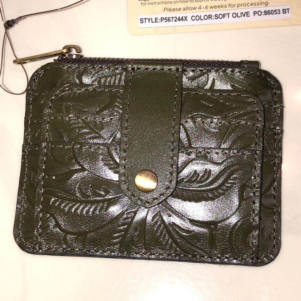 Patricia Nash Cassis Burnished Tooled Leather ID Card Case Soft Olive NWT - Picture 4 of 16